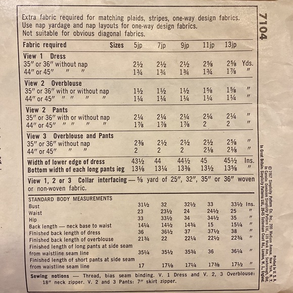 1967 Vintage Simplicity Jiffy Wardrobe Pattern #7104 - Picture 6 of 9